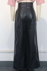Fashion Faux-Leather Wide Leg Pants image 4