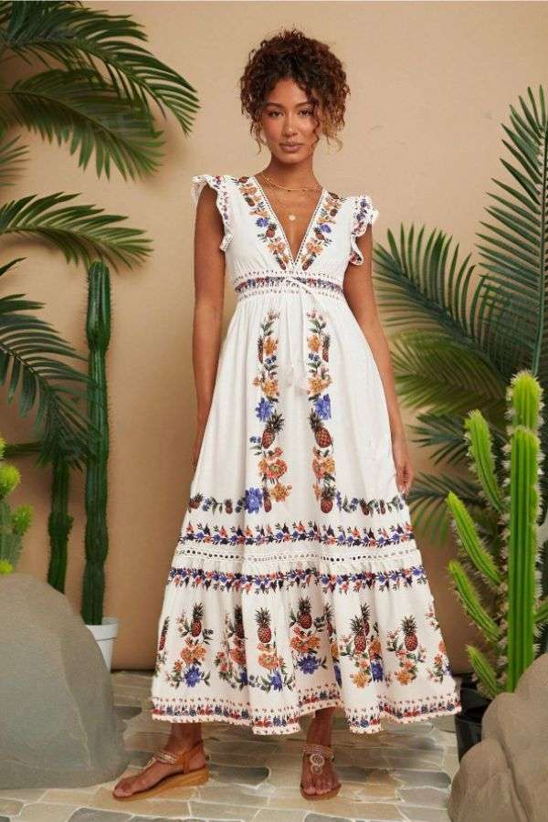 Bohemian pattern Floral Maxi Dress image 0