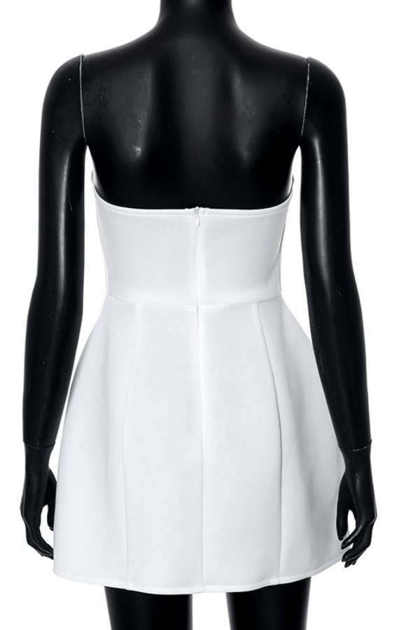Elegant Buttoned Strapless Mini Dress image 5