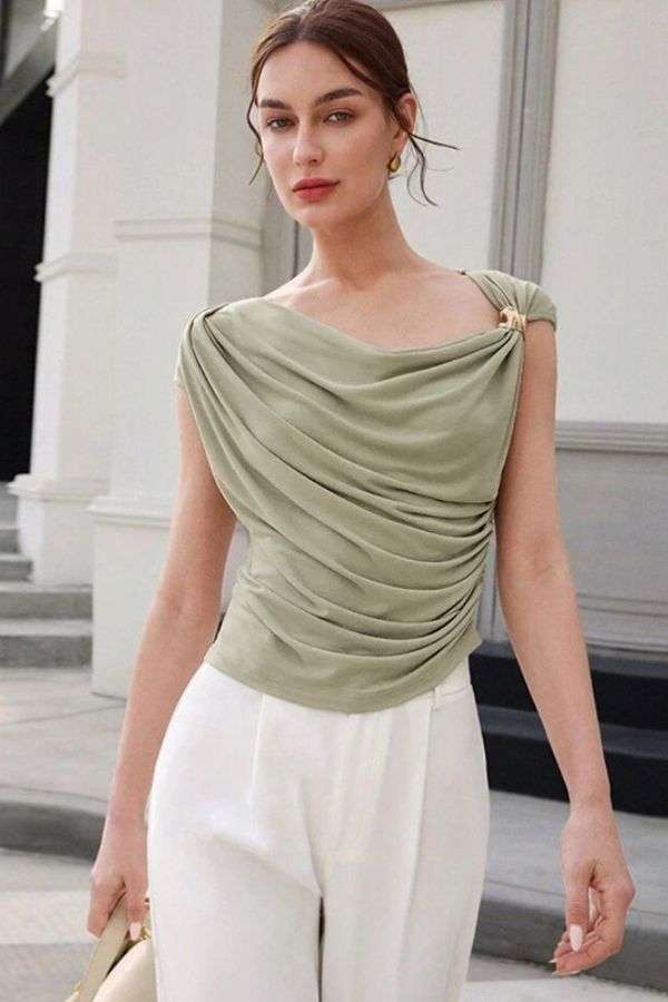 Elegant Draped Sleeveless Top image 1