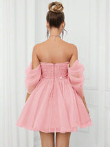 Elegant Off-Shoulder Pink Cocktail Dress image 3