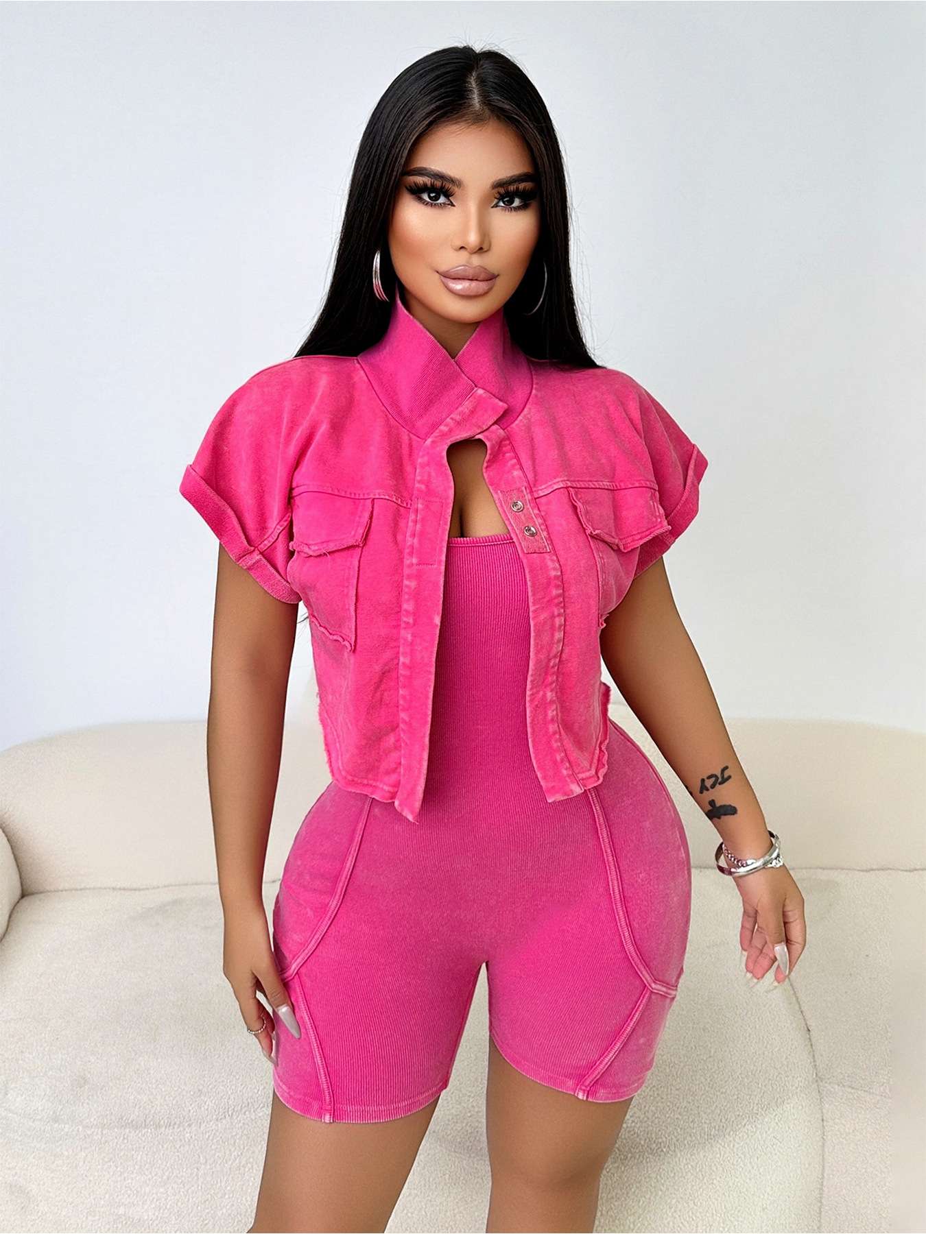 Bright Casual Co-ord Set - S, Rose image