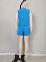 Sleeveless Button-Front Top and Shorts Set image 5