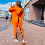 Fashion Swag Tracksuit with Hood - S, Vermillion Orange image