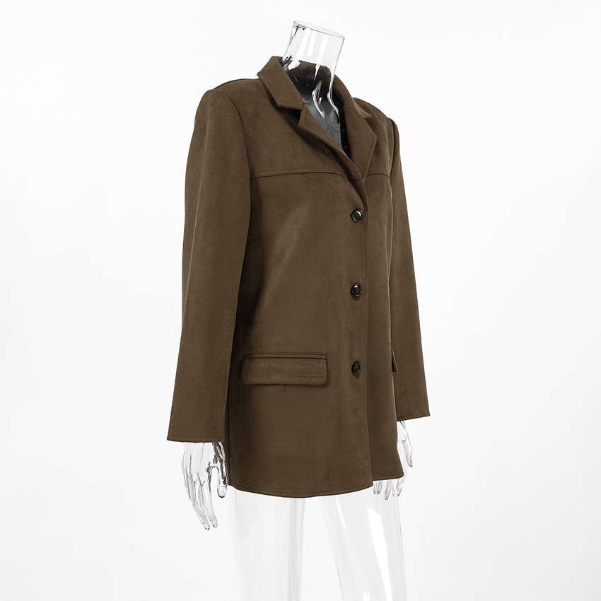 Oversized Faux Suede Button-Front Jacket image 3