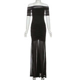 Off-Shoulder Mesh Black Dress image 3