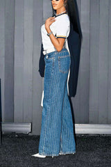 High-Waisted Pinstripe Wide-Leg Jeans image 4