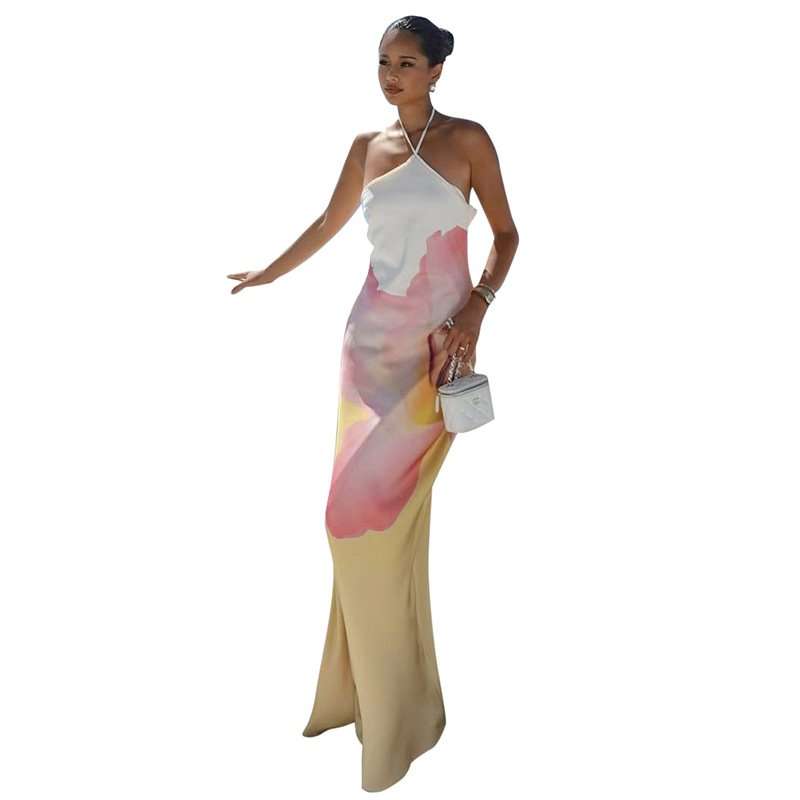 Floral Print Halter Maxi Dress image 1