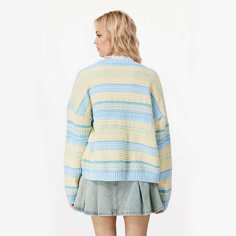 Versatile Striped Knit Cardigan Jacket image 1