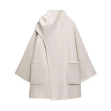 Scarf Collar Solid Midi Coat image 3