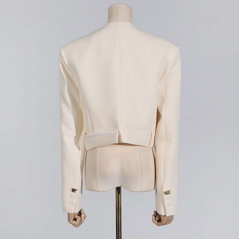 Cropped Collarless Blazer image 3