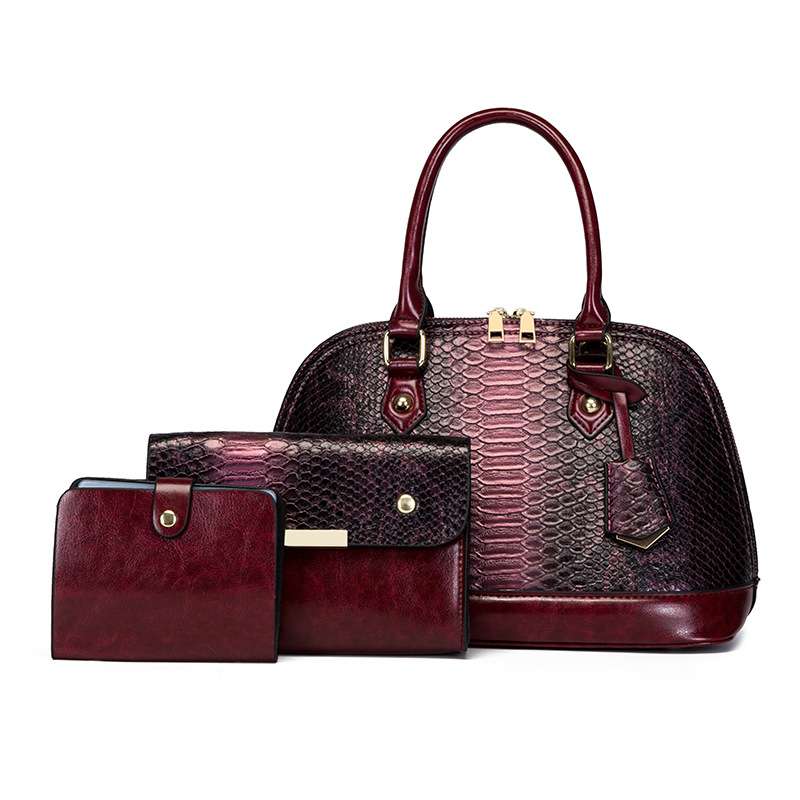 Print Tote Bag Evening Party Shoulder Bag Set - Free Size, Wine Red image