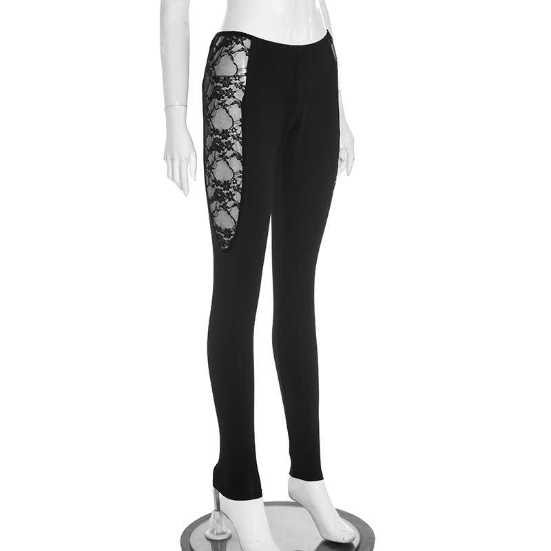 High-Waisted Leggings with Lace Side Panels image 6