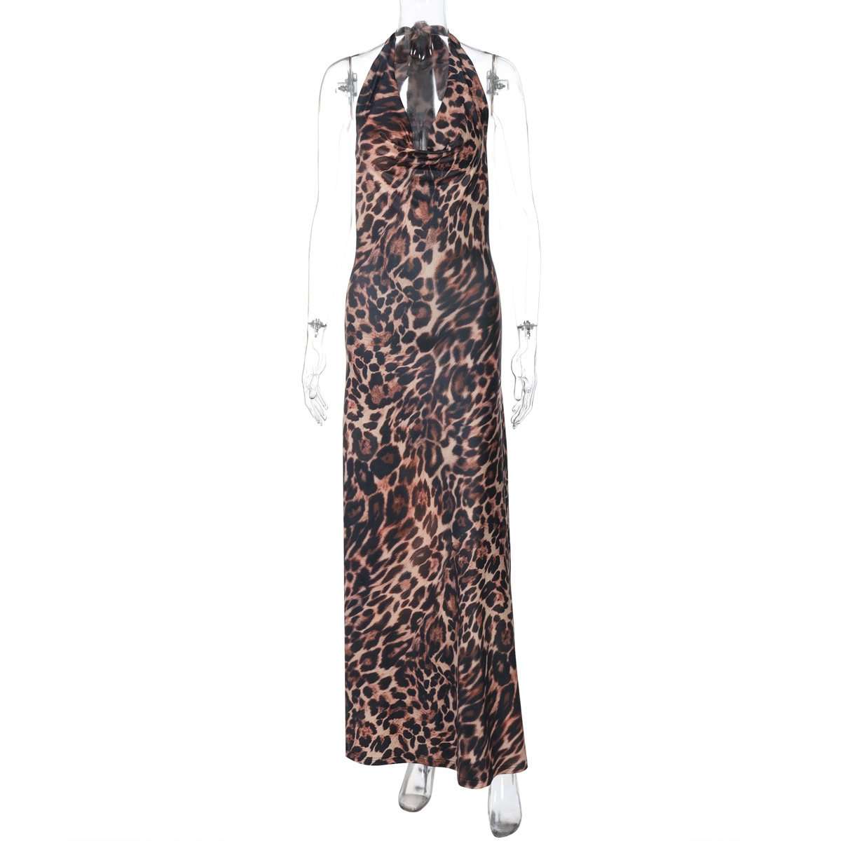 Bold Leopard Print Halter Maxi Dress image 3