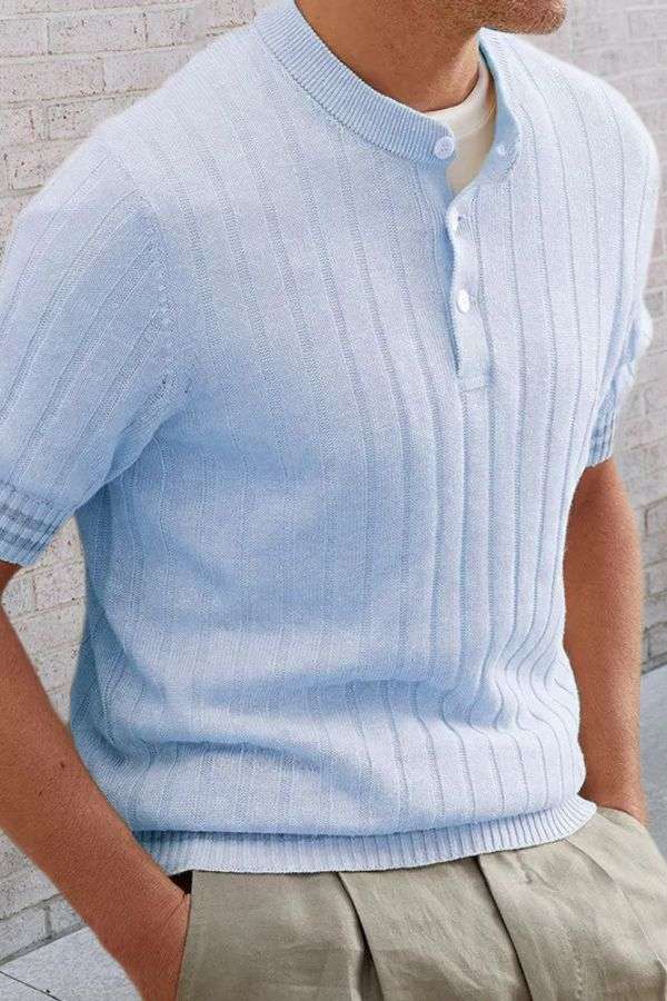Ribbed Short-Sleeve Polo Shirt image 0