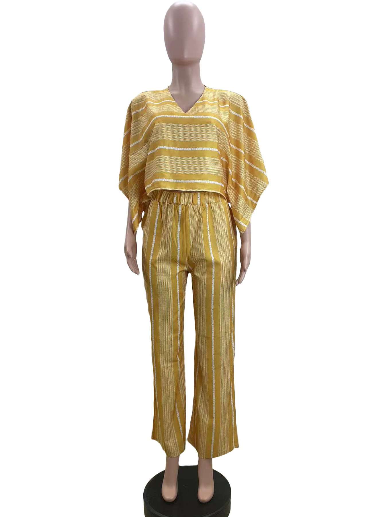 Stripsd Crop Tops Wide Leg Pants image 3