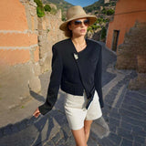 Cropped Collarless Blazer image 0