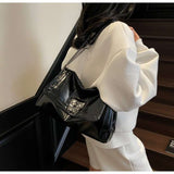 Flap Shoulder Bag with Chain Strap - Free Size, Black image