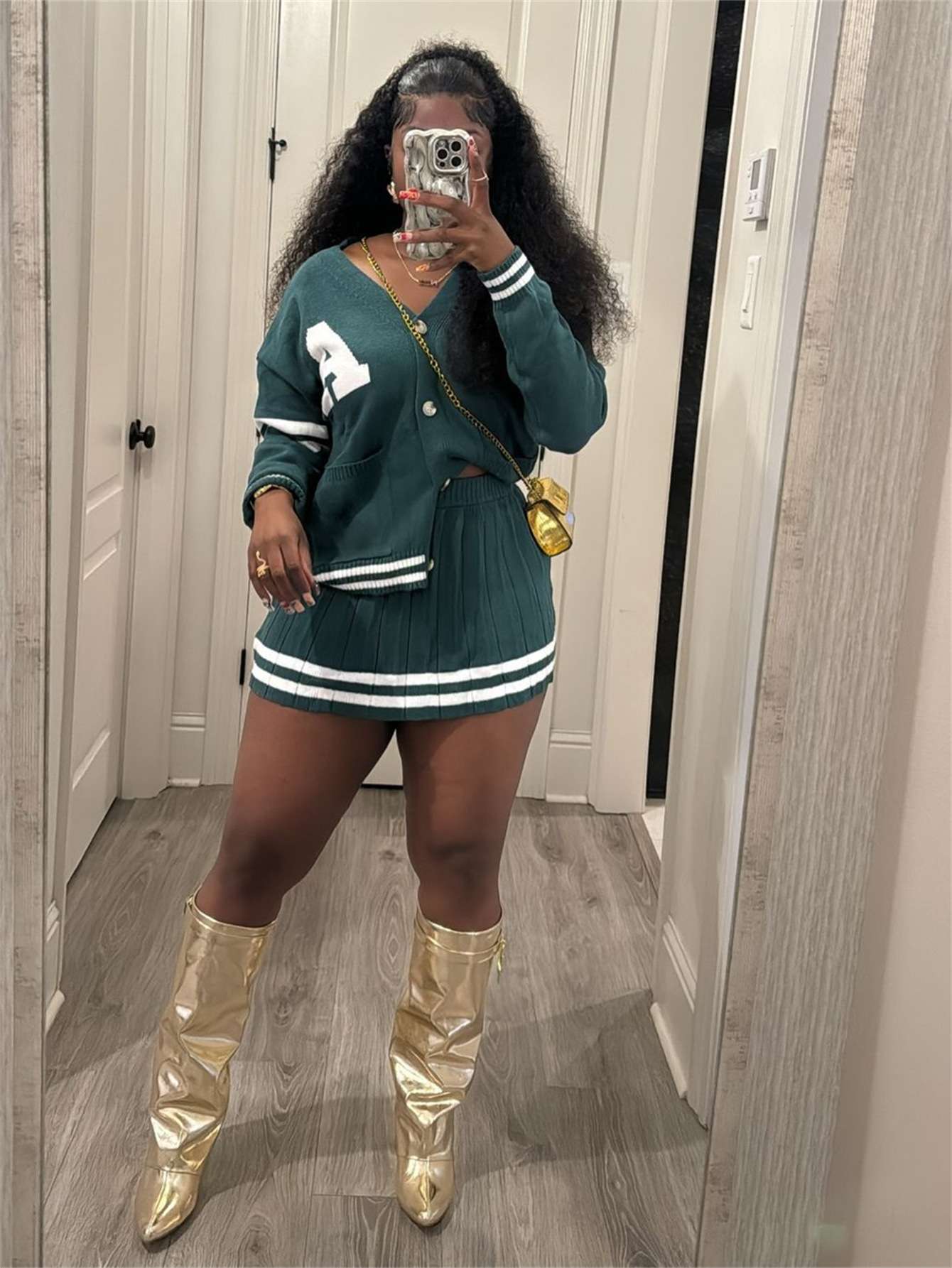 Sweater top Skirt Set - S, Amazon Green image