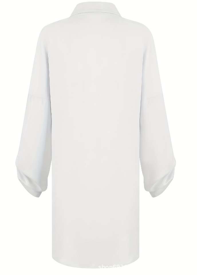 Button-Front Shirt Dress with Roll-Up Sleeves image 4