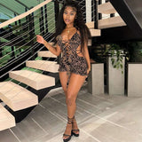 Leopard Print Cut-Out Romper - M, Multi Beige image