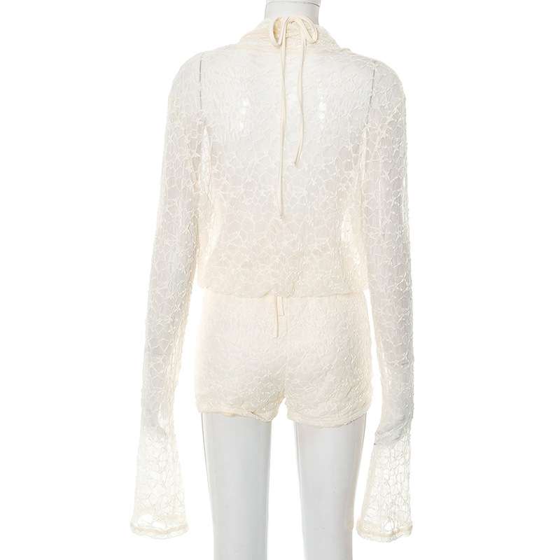 Lace Long Sleeve Cover-Up with Draped Front image 4