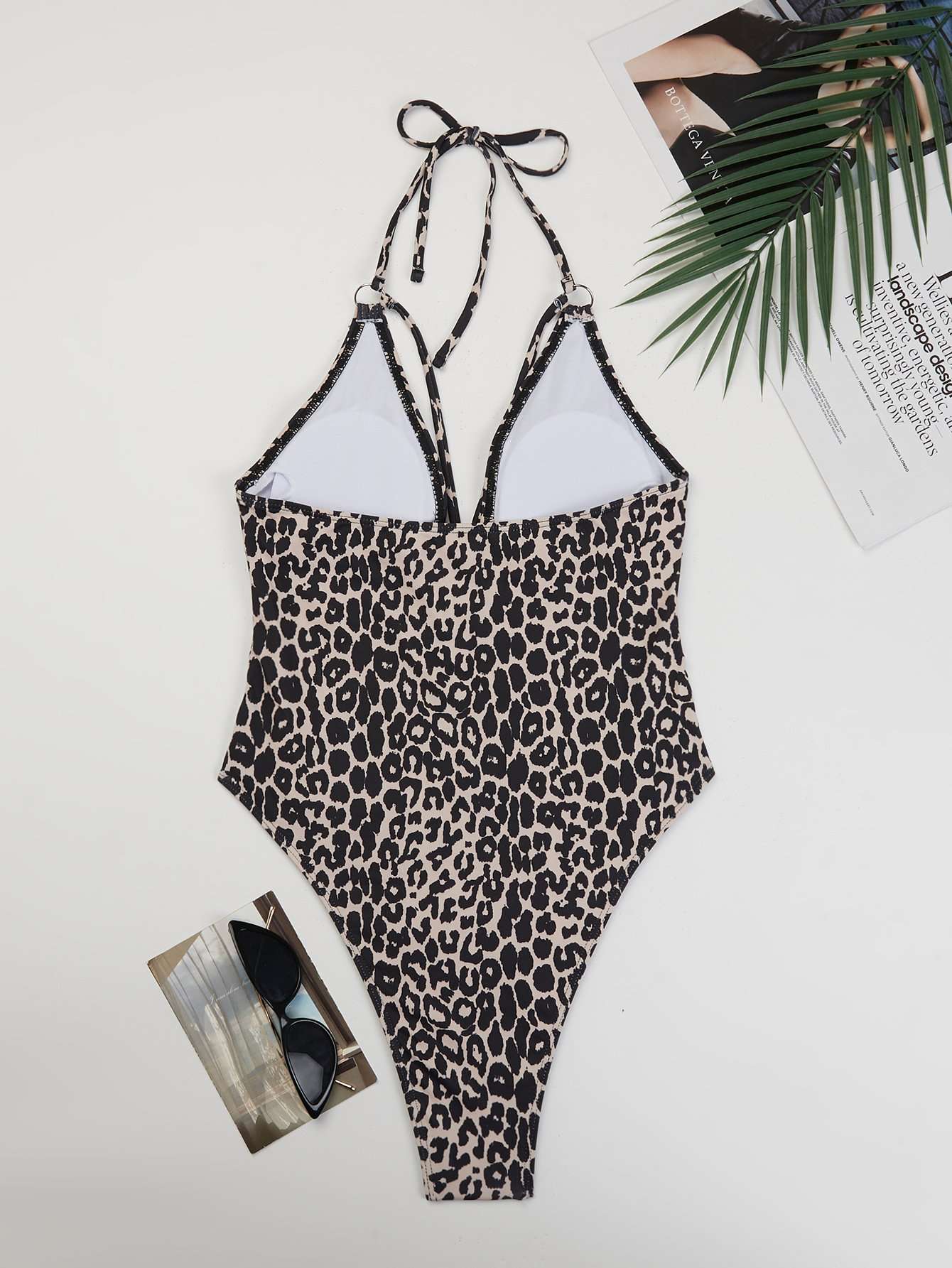 One Piece Plunge Skinny Straps Swimsuit image 5