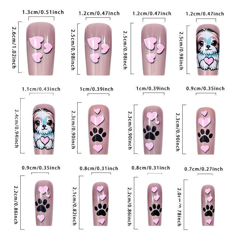 Adorable Dog and Paw Heart Nail Art Design image 2