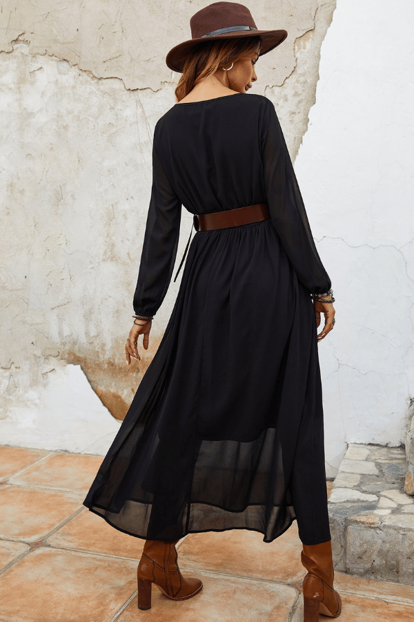 Floral Embroidery Black Dress image 1