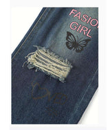 Graffiti Print Ripped Denim Pants image 5