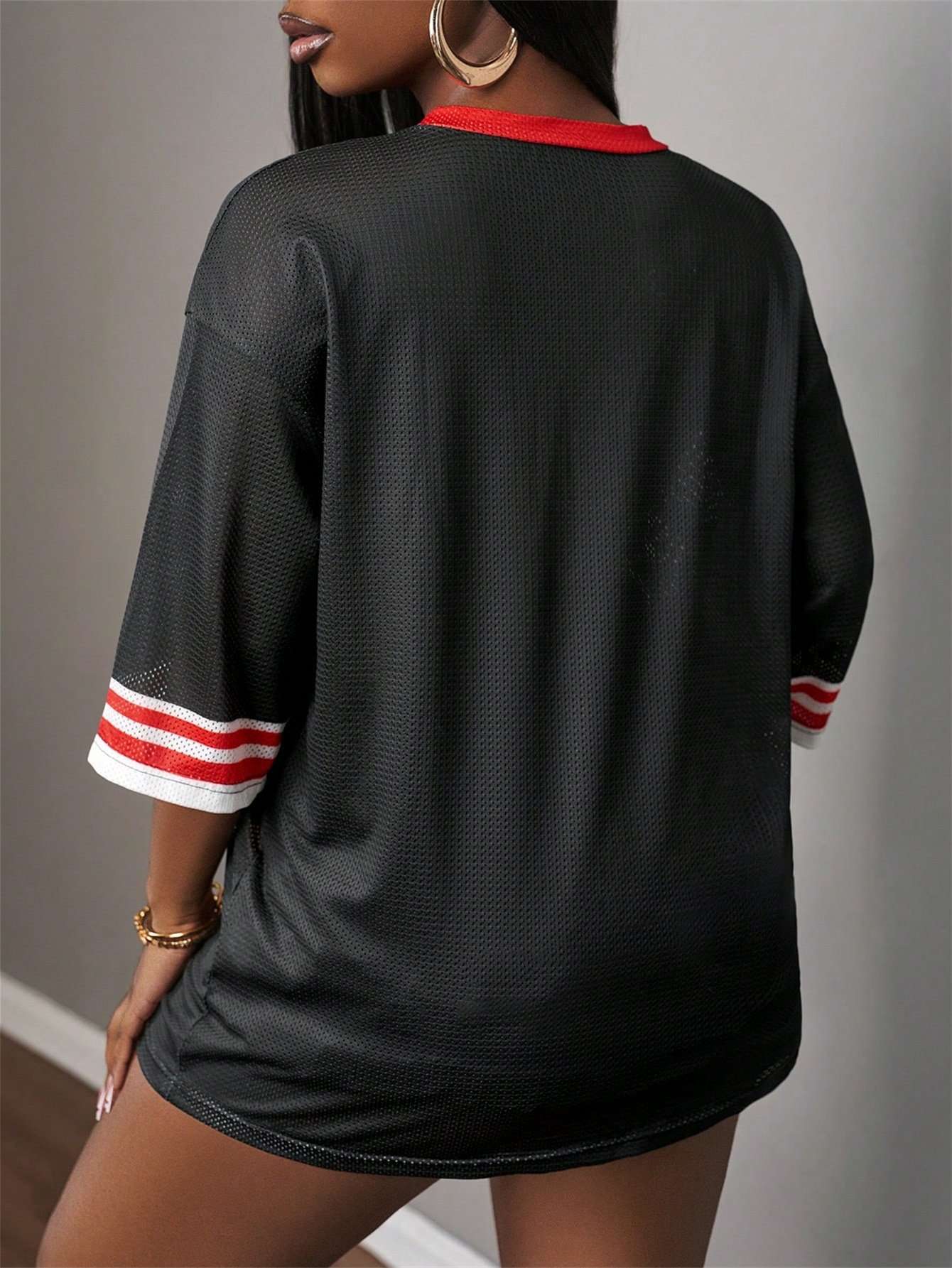 Oversized Varsity Jersey Top image 6