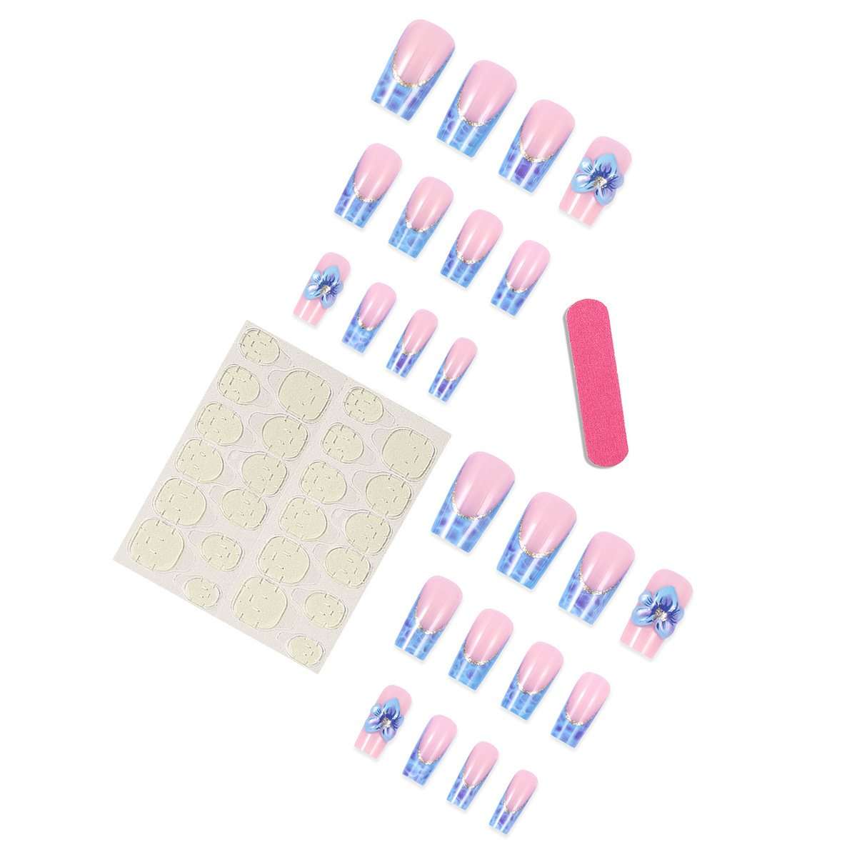 Elegant Nail Art with 3D Floral Design image 1