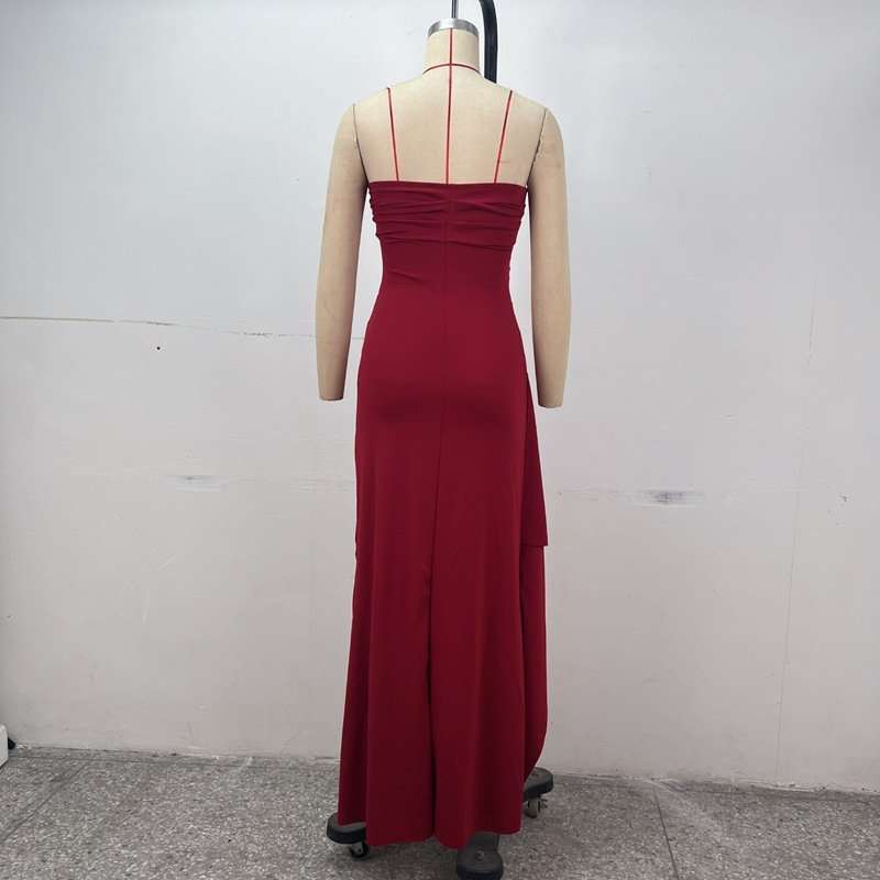 Elegant Spaghetti Strap Slit Maxi Dress image 7