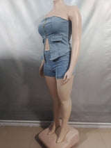 Strapless Peplum Top and Shorts Set image 5