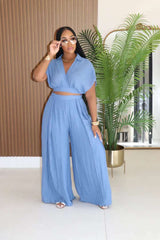Cropped Top with Wide-Leg Pants Set image 2