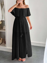Off-Shoulder Maxi Dress with Textured Detailing image 5