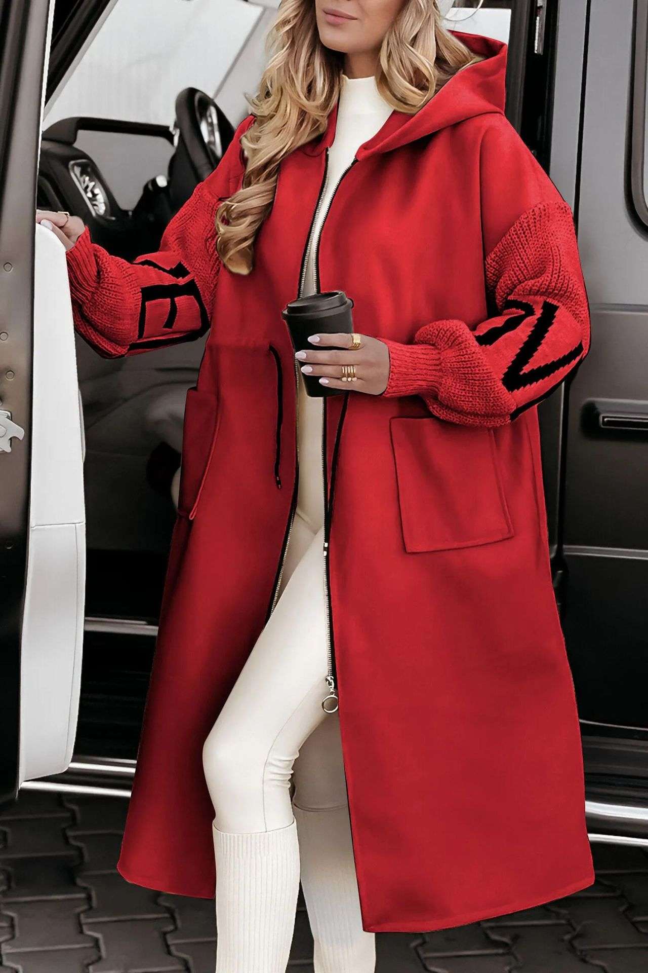 All-Day Zip-Up Empress Coat Casual Jacket - S, Red image