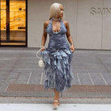 Elegant Ruched Dress with Ruffled Hem image 0