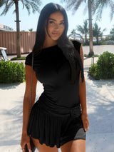 Summer Dress with Rose Detail - S, Black image