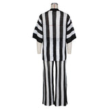 Monochrome Stripes Crochet Top and Pants Set image 7