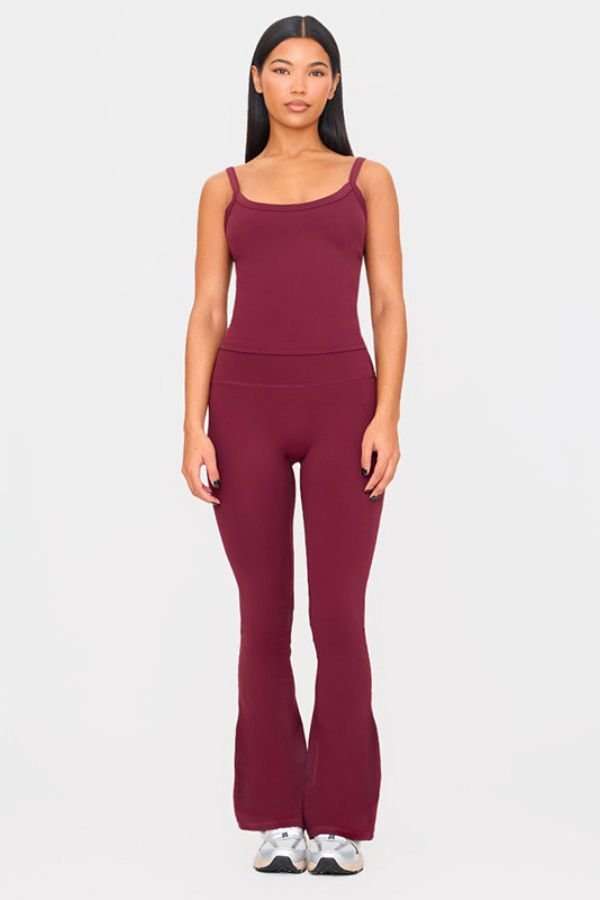 Strappy Gym Vest &Yoga Pants - M, Wine Red image