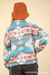 Long Sleeve Aztec Print Zipper Pullover image 3