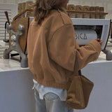 Classic Faux Suede Bomber Jacket image 2