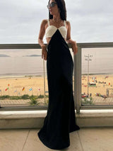 Chic Black & White Cutout Maxi Dress - L, Black image