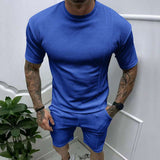 Men's Athletic Mesh T-Shirt & Shorts Set - S, Blue image
