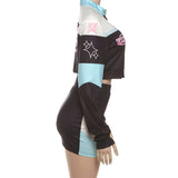Retro Racer-Inspired Two-Piece Crop Top & Mini Skirt Set image 5