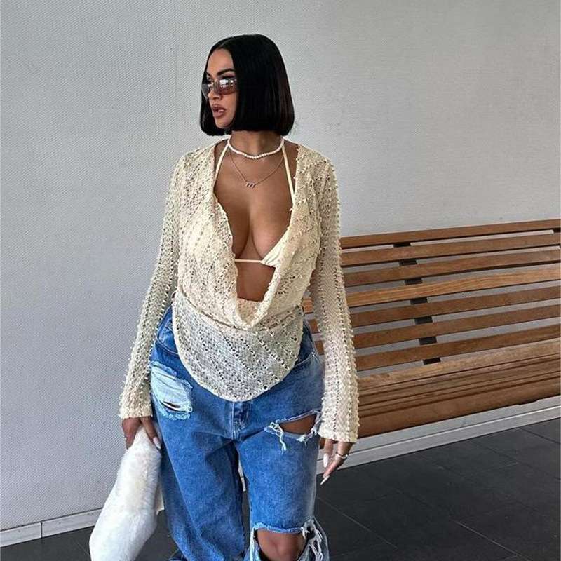 Luxe Crochet Cascade Top - S, Off-White image