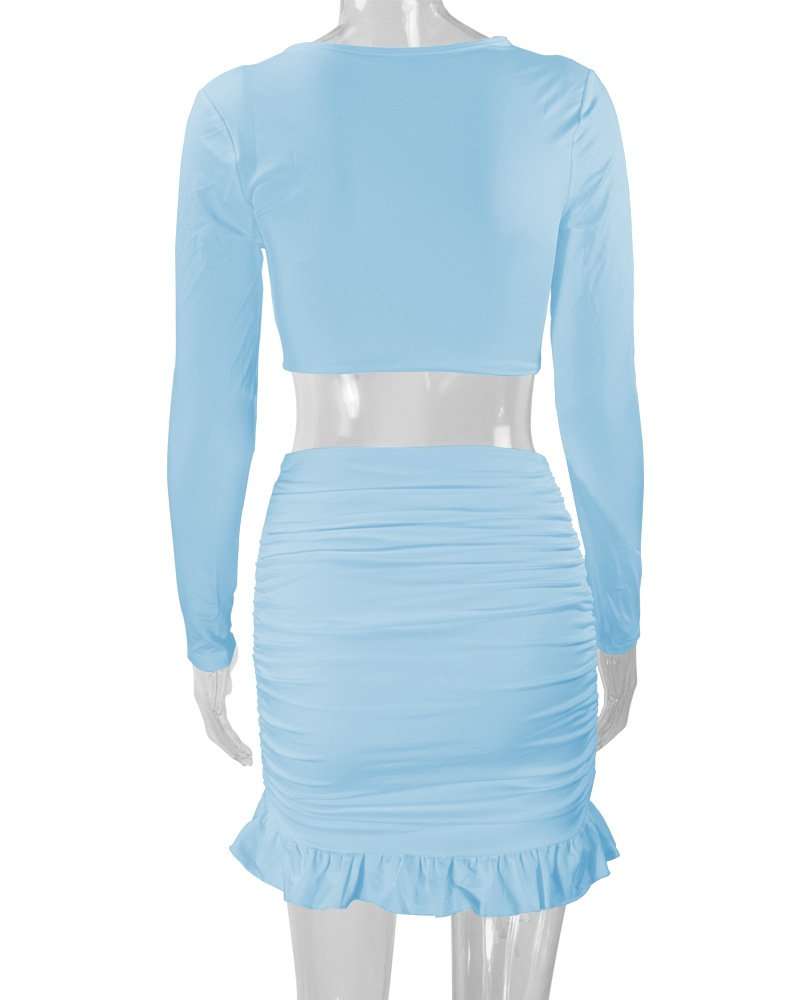 Two-Piece Skirt Set with  Tie Front Top image 5