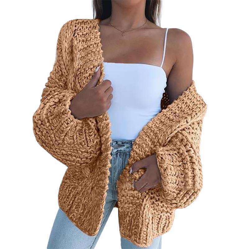 Knit Cardigan Cable Sweater Loose Front image 7