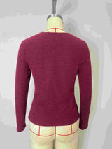 Textured Long Sleeve Top with Side Knot Detail image 4